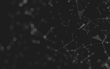Abstract background. Molecules technology with polygonal shapes, connecting dots and lines. Connection structure. Big data visualization.