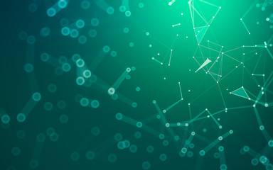 Abstract background. Molecules technology with polygonal shapes, connecting dots and lines. Connection structure. Big data visualization.