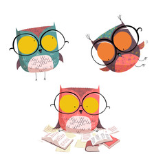 Cute Owls collection. EPS10 vector file.