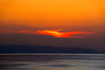 TRABZON, TURKEY - SEPTEMBER 25, 2009: Sunset in the Black Sea, Skyline. Of District