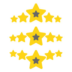 Online feedback reputation quality customer review concept flat style. Ratings Stars icon set. Five stars customer product rating review. 