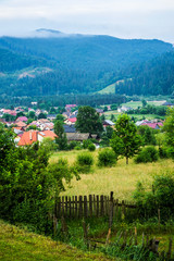 Naklejka premium Panoramic view in Gura Humorului, Bucovina, Romania