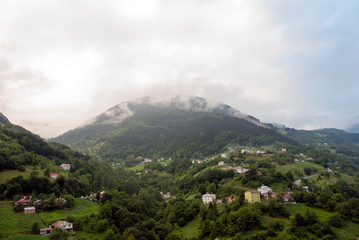 Fototapeta na wymiar Trabzon, Turkey - 09 July, 2017: Basarkoy Village, Zigana Mountain, Macka District