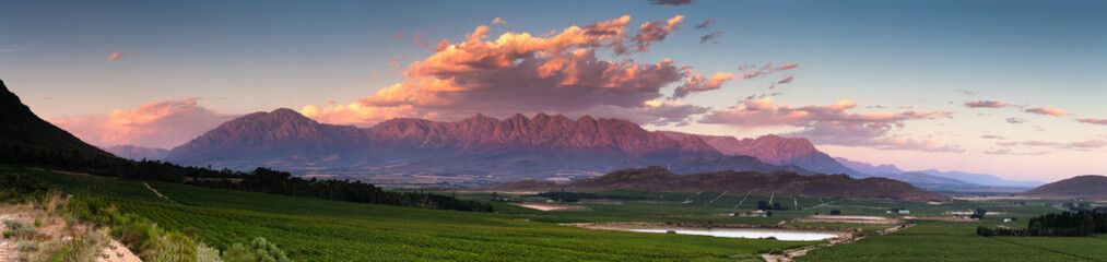 Panoramic View of the Slanghoek Valley near the town of Worcester in the Breede Valley in the Western Cape of South Africa © Dewald