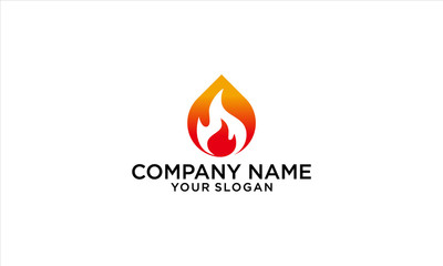 combination of fire and water droplets logo design