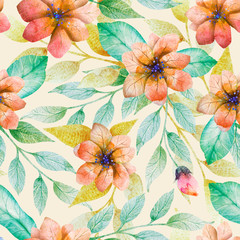 pattern with large orange flowers