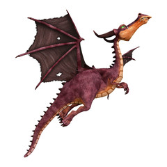 Fototapeta premium 3D Rendering Fairy Tale Dragon on White