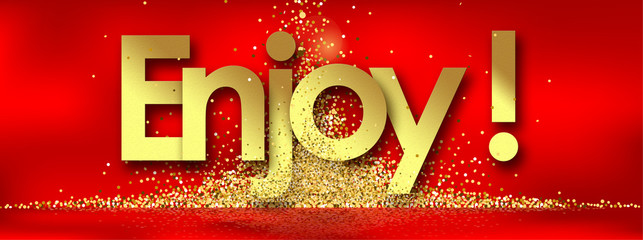 Enjoy in red background and golden stars