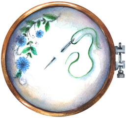Watercolor embroidery hoop