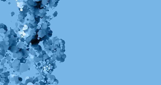Abstract fluid background with duotone colors. Bubbles in liquid as water drop to bottom. Backdrop and ink liquid animation. Flat design