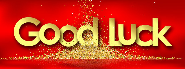 good luck in golden stars and red background