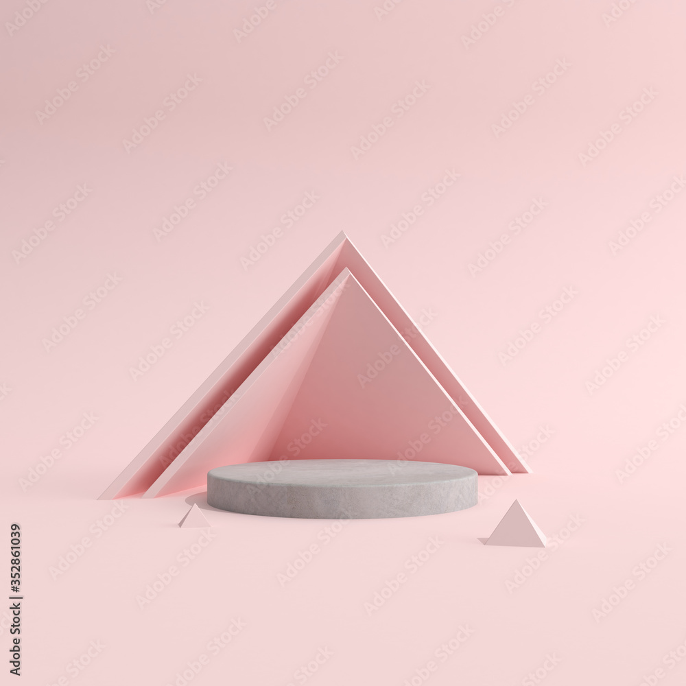 Poster Abstract mock-up scene in minimal style, Podium with geometry form, Product presentation, pastel color object platform. 3D rendering.