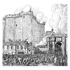 The Storming of the Bastille, vintage illustration. - obrazy, fototapety, plakaty