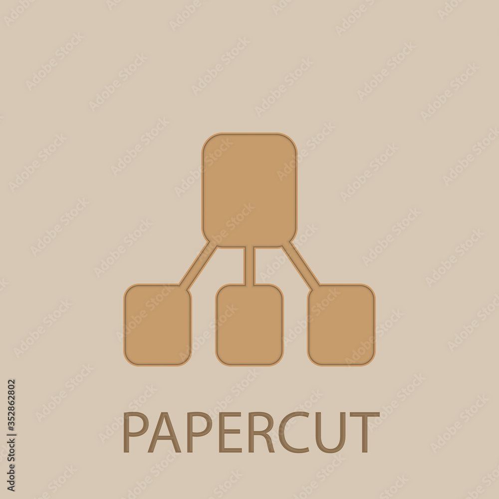 Poster block chain papercut icon. simple glyph, flat vector of web icons for ui and ux, website or mobile a