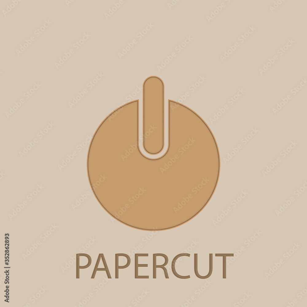 Poster power button papercut icon. simple glyph, flat vector of web icons for ui and ux, website or mobile 