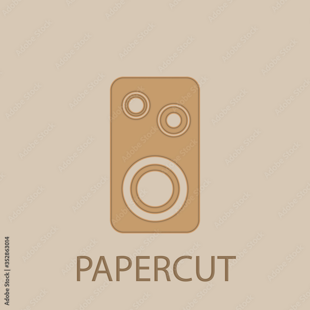 Poster speakers papercut icon. simple glyph, flat vector of web icons for ui and ux, website or mobile appl