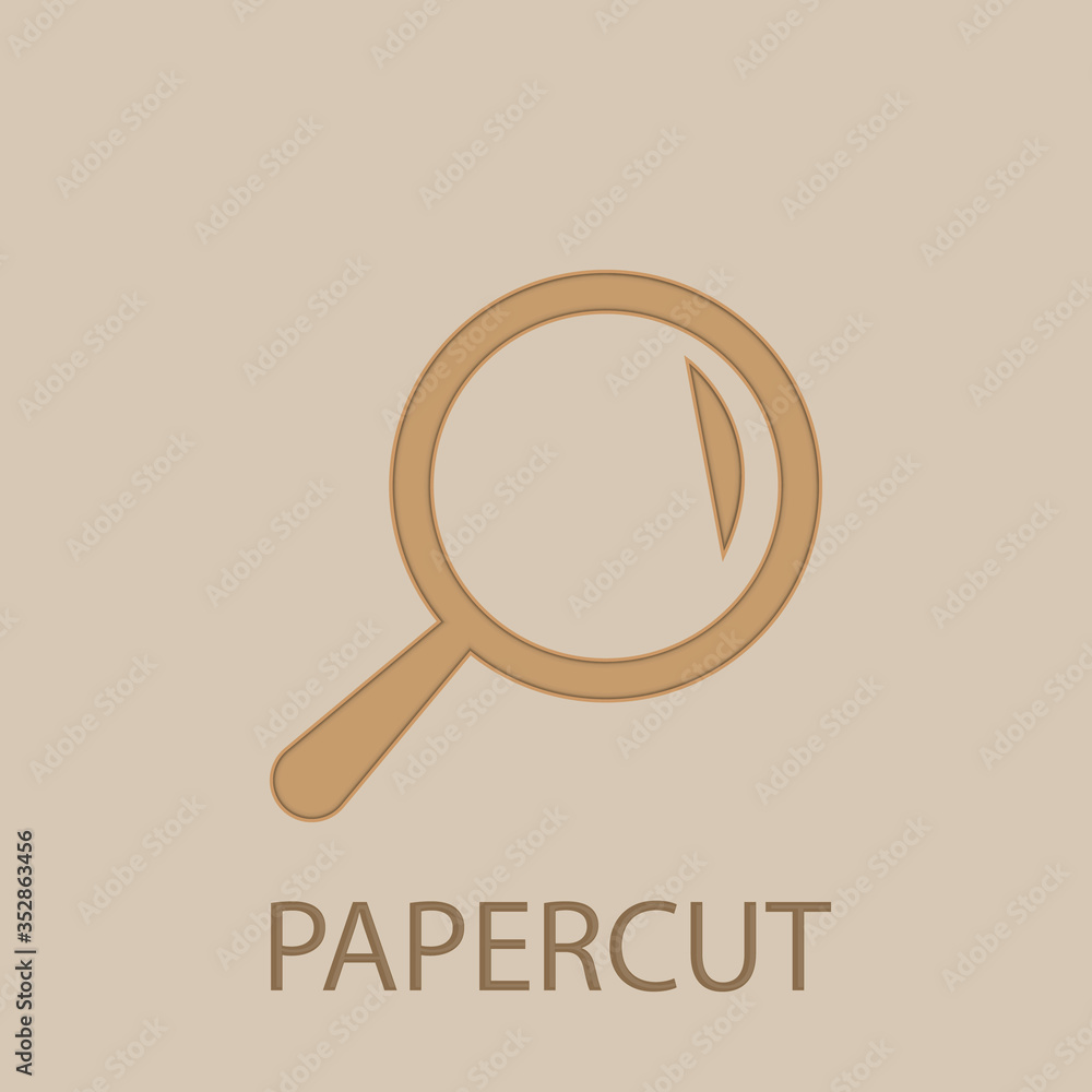 Poster magnifier papercut icon. simple glyph, flat vector of web icons for ui and ux, website or mobile app