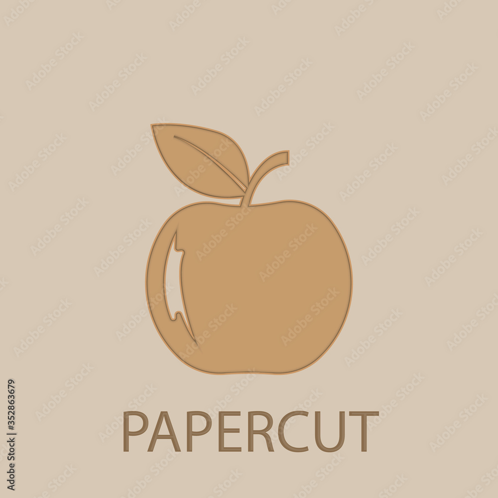 Poster an apple papercut icon. simple glyph, flat vector of web icons for ui and ux, website or mobile appl