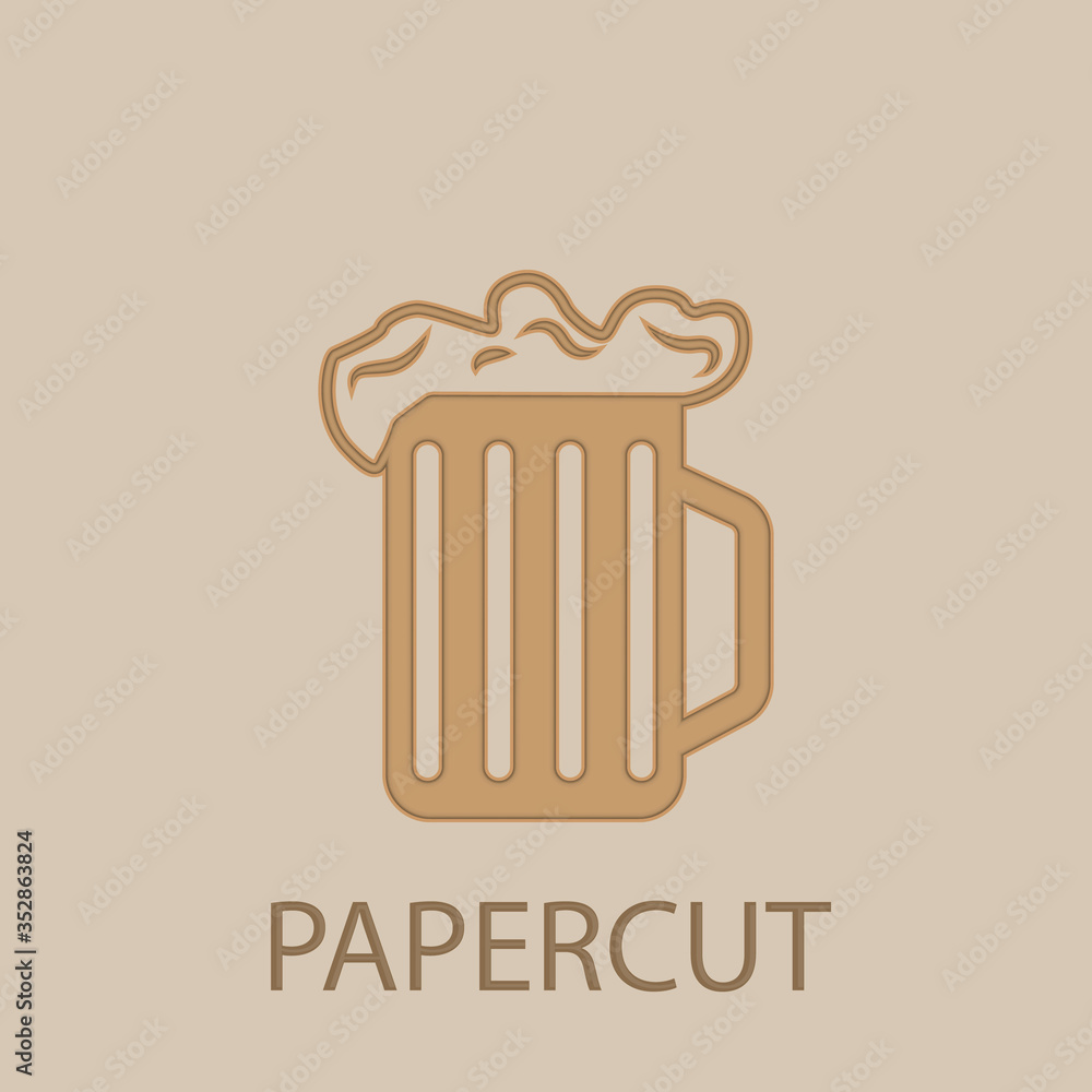Aufkleber beer mug with foam papercut icon. simple glyph, flat vector of web icons for ui and ux, website or m