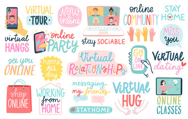 Virtual Relationships during CoronaVirus Covid-19 Quarantine, letterings