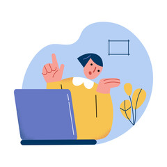 Woman having online meeting with friends at home during coronavirus epidemic