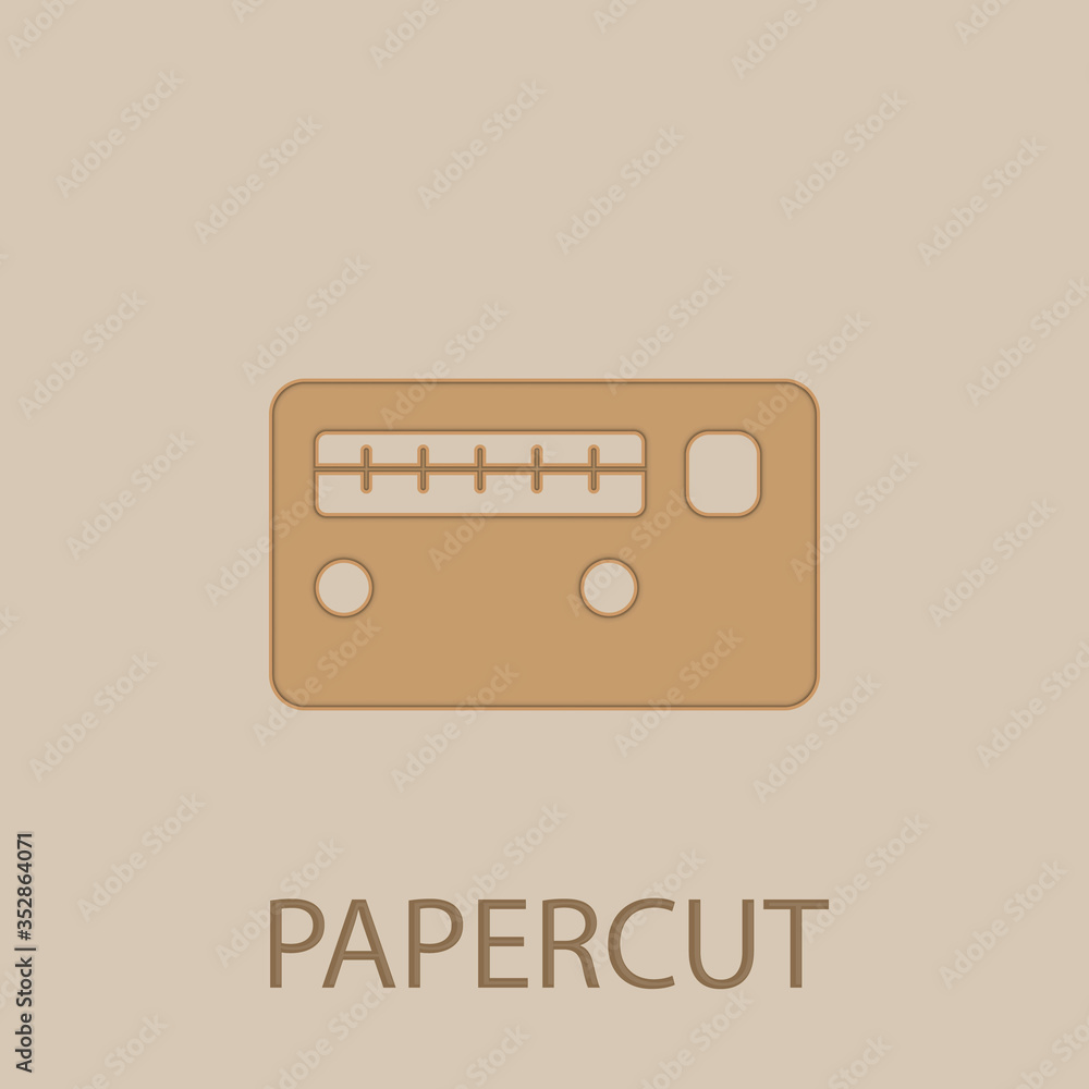 Poster radio receiver papercut icon. simple glyph, flat vector of web icons for ui and ux, website or mobil
