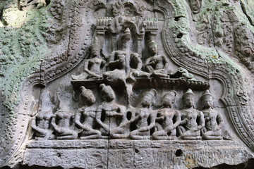 Fresque du temple Ta Prohm à Angkor, Cambodge