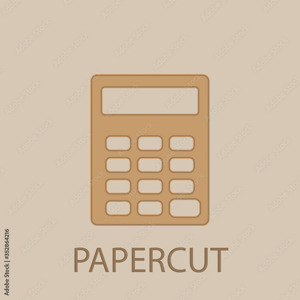 Poster calculator papercut icon. simple glyph, flat vector of web icons for ui and ux, website or mobile ap