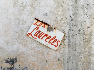 Rusted metal sign