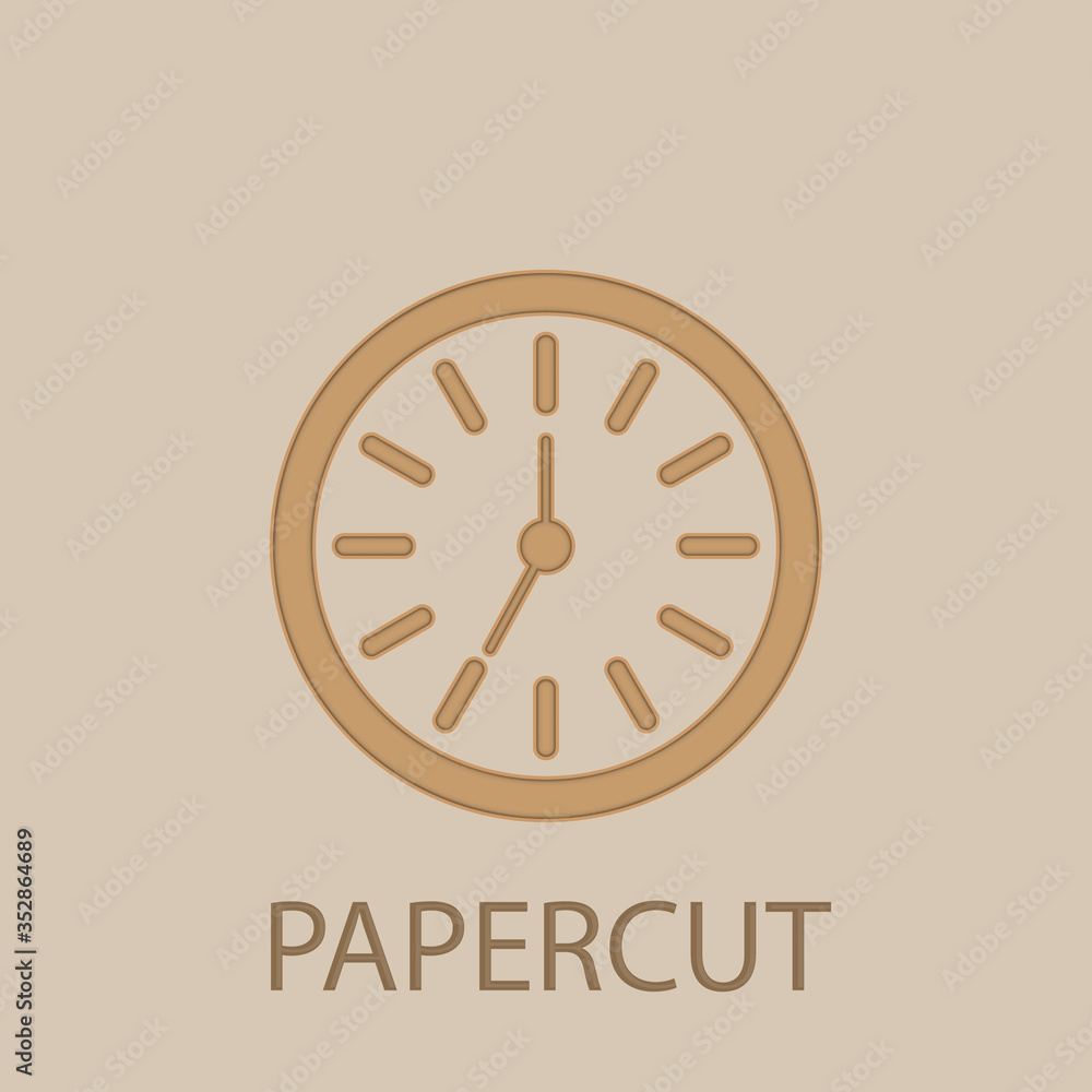 Poster clock papercut icon. simple glyph, flat vector of web icons for ui and ux, website or mobile applica