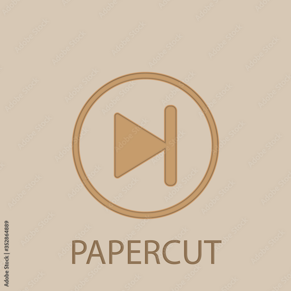 Poster pause sign papercut icon. simple glyph, flat vector of web icons for ui and ux, website or mobile ap
