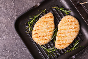 Grilled Chicken or Turkey Breast with rosemary, top view