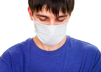 Young Man with a Flu Mask