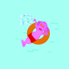 Elephant playing in the water.