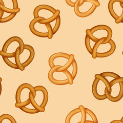 Realistic 3d Detailed Pretzel Traditional Bread Snack Seamless Pattern Background. Vector