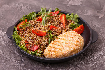 Grilled Chicken or Turkey Breast with rosemary with quinoa tomato salad