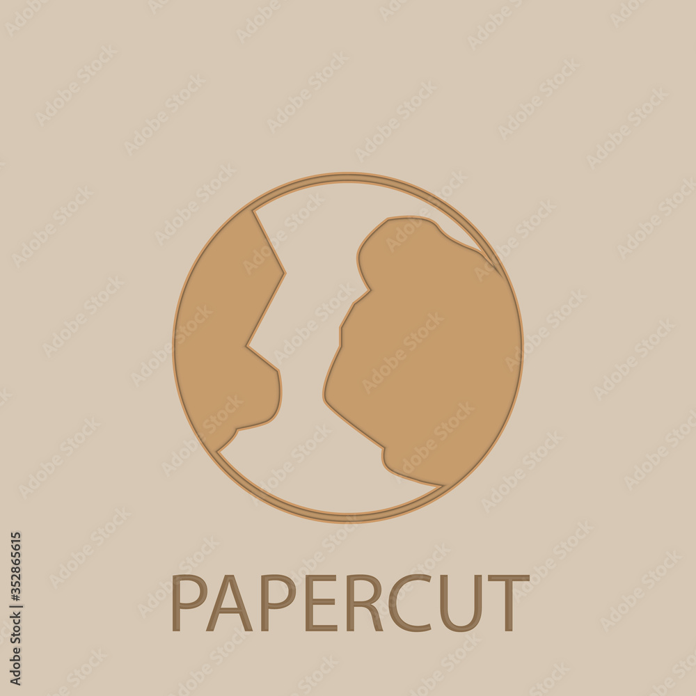 Poster earth papercut icon. simple glyph, flat vector of web icons for ui and ux, website or mobile applica