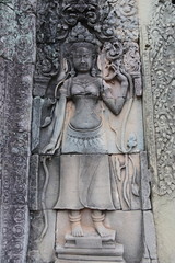 Sculpture de femme du temple Bayon à Angkor, Cambodge