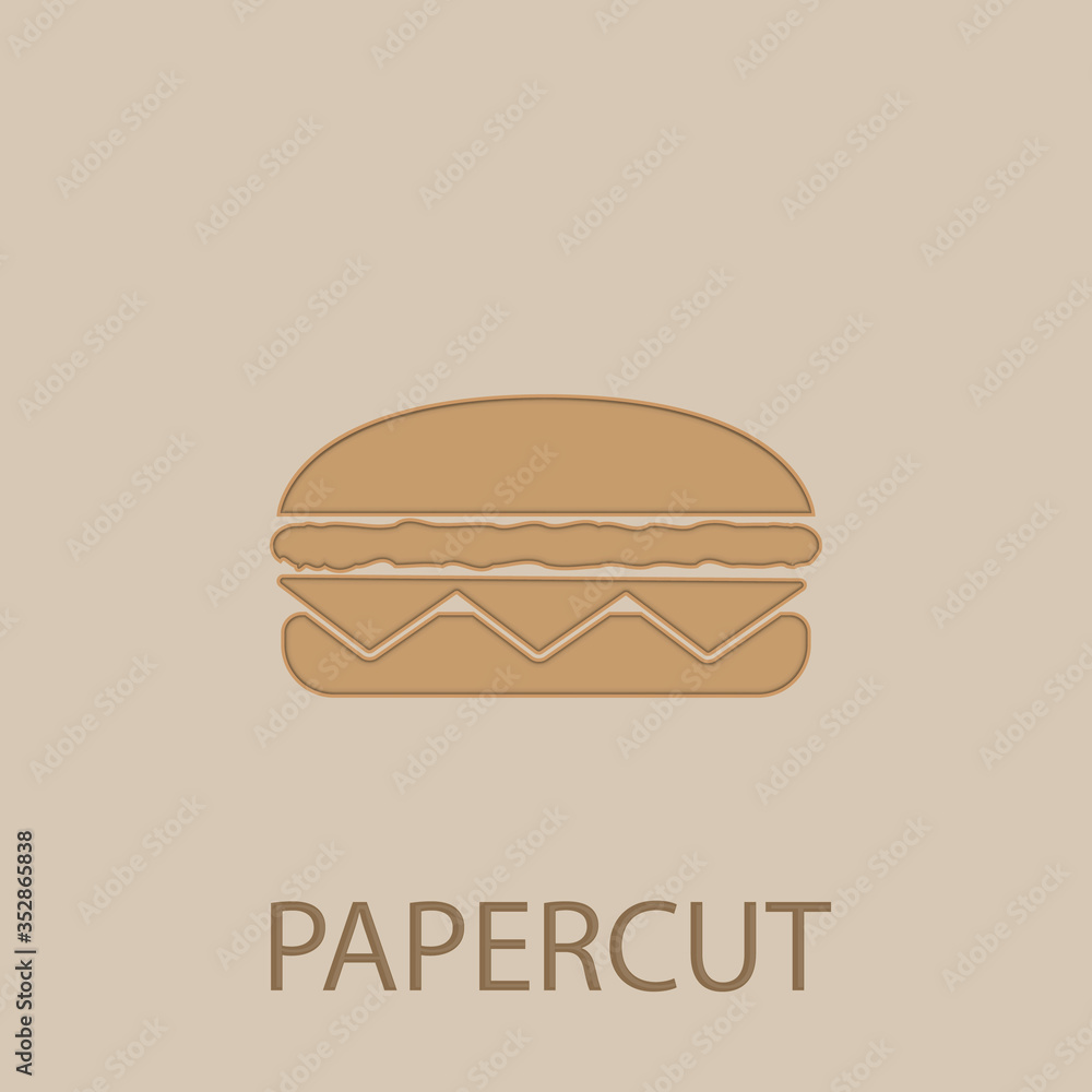 Poster burger papercut icon. simple glyph, flat vector of web icons for ui and ux, website or mobile applic