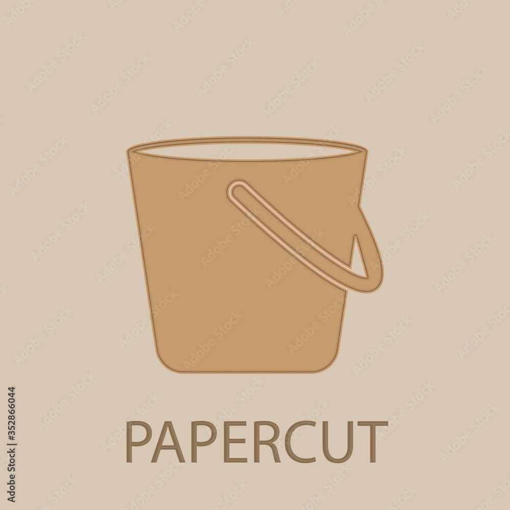 Poster bucket papercut icon. simple glyph, flat vector of web icons for ui and ux, website or mobile applic