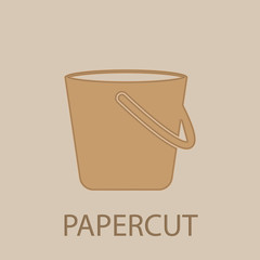 Bucket papercut icon. Simple glyph, flat vector of web icons for ui and ux, website or mobile application