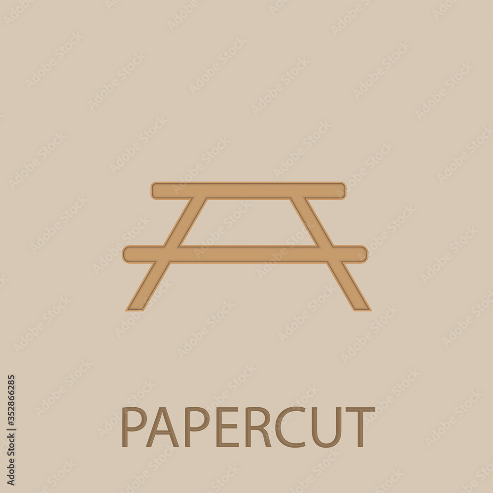 Poster bench papercut icon. simple glyph, flat vector of web icons for ui and ux, website or mobile applica
