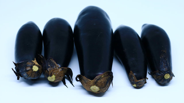 Nasubi or Japanese Eggplant on white background.