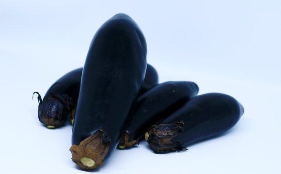 Nasubi or Japanese Eggplant on white background.