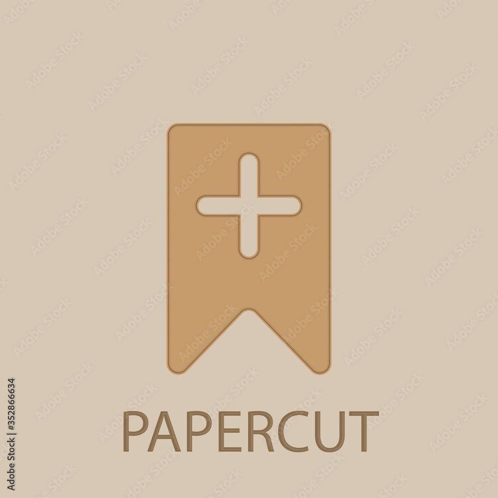 Poster add bookmark papercut icon. simple glyph, flat vector of web icons for ui and ux, website or mobile 