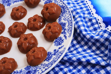 Homemade caramel sweets. Ready sweets for yourself! Yummy!