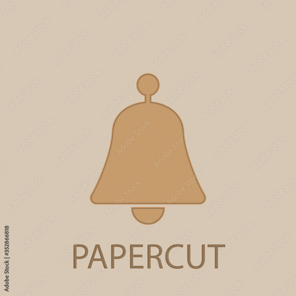 Poster bell papercut icon. simple glyph, flat vector of web icons for ui and ux, website or mobile applicat