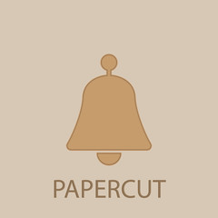 Bell papercut icon. Simple glyph, flat vector of web icons for ui and ux, website or mobile application