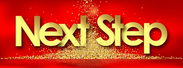 Next Step in red background and golden stars