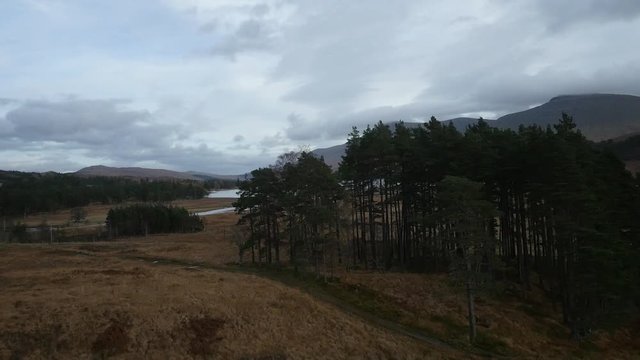 Scottish highlands aerial drone, Loch Tulla reveal
